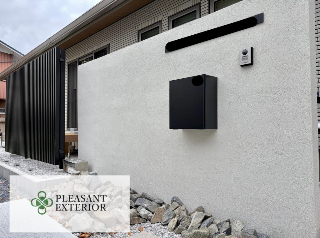 エクステリア・外構工事/塗り壁門柱(埼玉県鴻巣市)